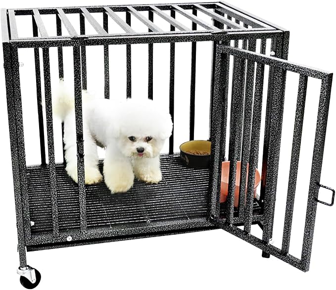 Loonpon Dog Crates for Small Dogs Under 25lbs,24.4 inch Heavy Duty Small Dog Crate with Wheels,Metal Double Door Dog Kennel Indoor Outdoor for Small Dog Puppy