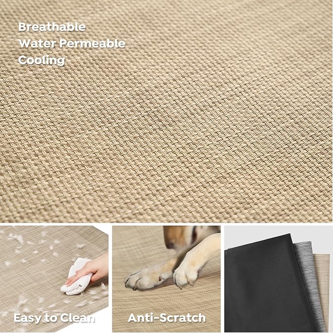 Veehoo Cooling Elevated Dog Bed, Raised Dog Beds for Large Dogs, Outdoor Dog Bed with Guardrail, Upgraded Non-Slip Feet, Breathable Teslin Mesh, Portable Camping Dog Cot, X-Large, Beige Coffee CWC2404