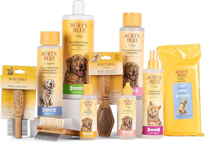 Burt's Bees for Pets Palm Brush with Hemp Bristles | Best Ergonomic Dog Brush To Groom Large Dogs | Easy to Hold Dog Brush Handle Reduces Stress On Your Wrist | Ideal for Daily Grooming, 24 Pack