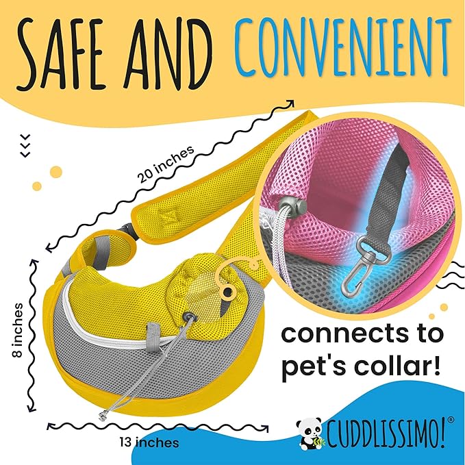 Pet Sling Carrier - Small Dog Puppy Cat Carrying Bag Purse Pouch - for Pooch Doggy Doggie Yorkie Chihuahua Baby Papoose Bjorn - Hiking Travel Front Backpack Holder Pack to Wear (Yellow)