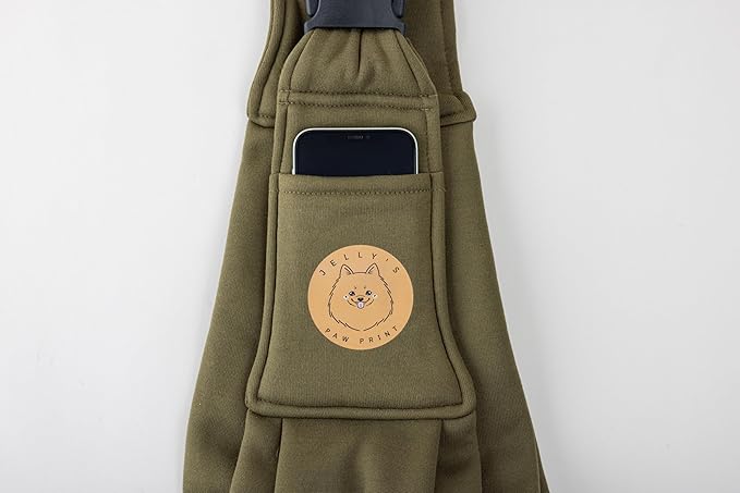 Pet Carrier Portable Sling with Pet Hair Remover, Hands-Free Pet Chest Bag, Escape Proof, Adjustable Shoulder Strap with Zipper Pockets Suitable for Small Size Dogs Cats Puppy Kitten (Army Green)