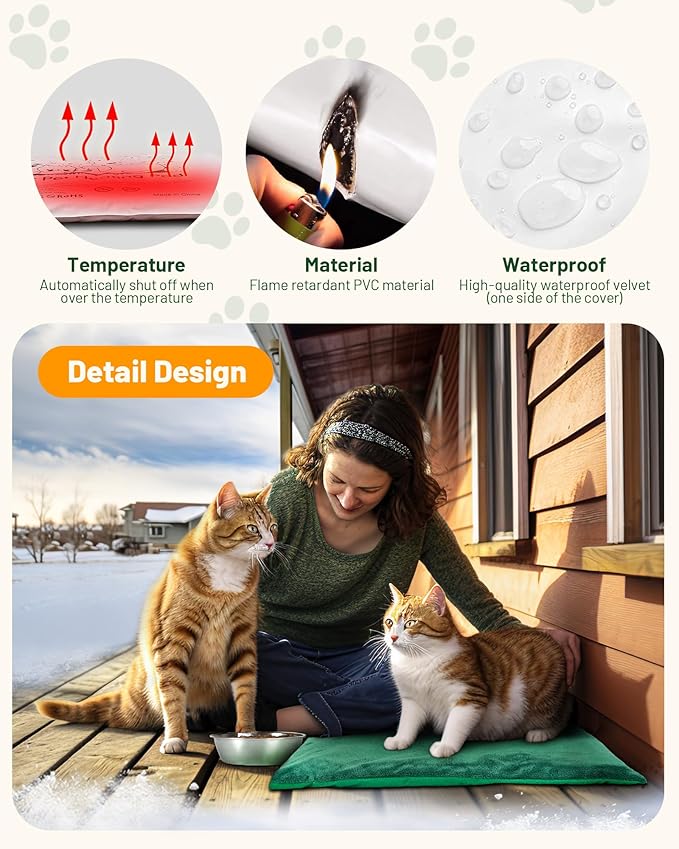 PETNF 2024 Pet Heating Pad with APP Remote Control, Indoor Outdoor Heated Pet Bed with Temperature Time Adjustment & Waterproof Cover, Electric Pet Heated Bed Pads