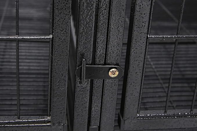 Homey Pet Stackable 43 inch Dog Crate Cage Kennel Indoor with Divider, 2X Steel Bowls, 4X Lockable Wheels, Tray, Heavy Duty Wire Dog Crates for Large/Medium/Small Dogs (Tall Model)