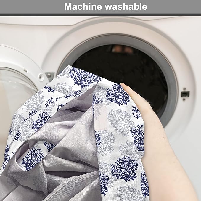 Lunarable Blue Nautical Dog Crate Cover, Demonstration of Coral Sea Plantation Drawings on a Plain Background, Easy to Use Pet Kennel Cover for Small Dogs Puppies Kittens, 22 Inch, Night Blue White