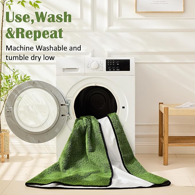 Qeils Washable Pee Pads for Dogs, 2 Pack Super Absorbent Reusable Puppy Pads with Green Long Wool for Potty Training, Floor, Couch, Bed, and Crate,48"x 48"
