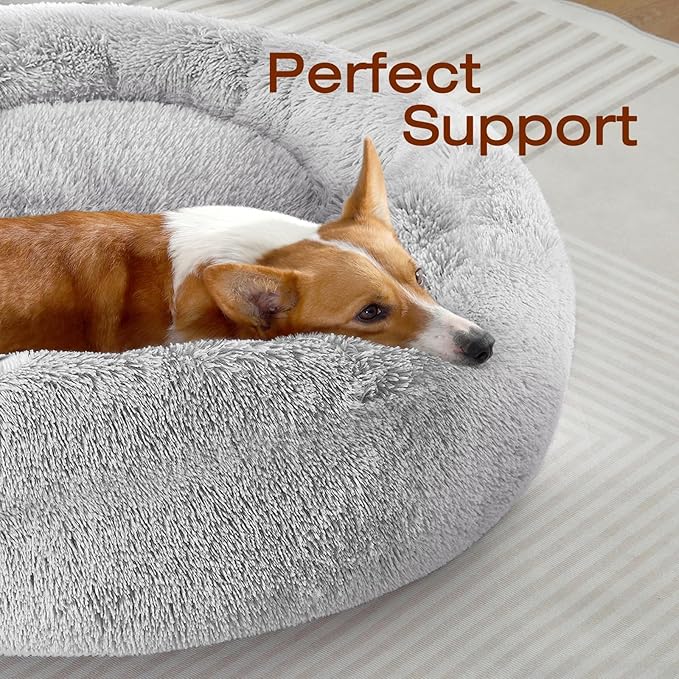 JOLLYVOGUE Dog Beds, Calming Small Dog Bed, Anti-Anxiety Dog Bed for Small Dogs, Fluffy Donut Dog Bed, Cozy Dog Cat Cushion Bed for Small Medium Dogs and Cats (20")