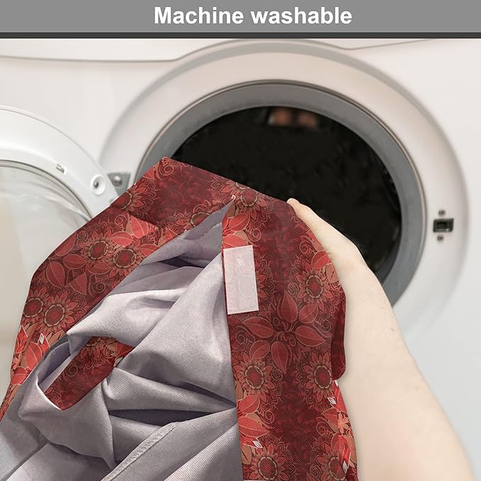 Lunarable Burgundy Dog Crate Cover, Flourishing Nature Garden Inspired Flowers Pattern Psychedelic Look, Easy to Use Pet Kennel Cover for Cats & Medium Dogs, 30 Inch, Burgundy Coral Tan