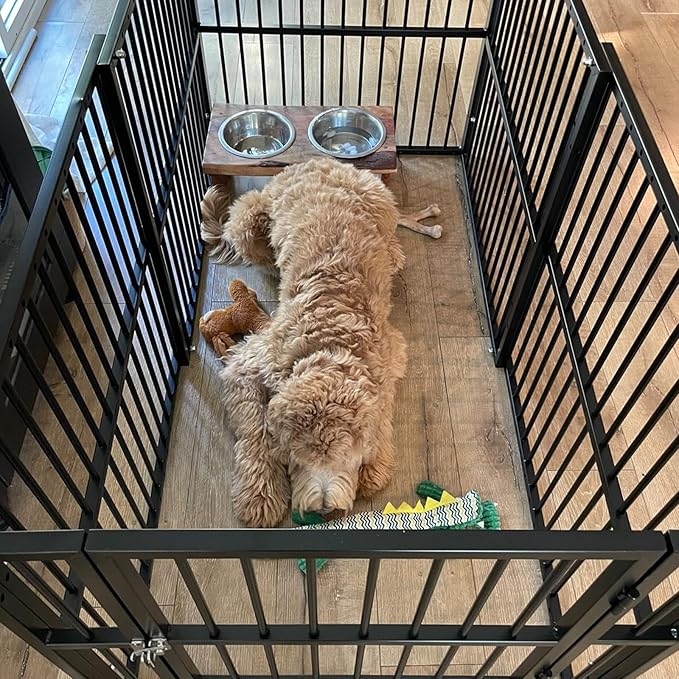 Dog Playpen - 32" Height Dog Pen, Heavy Duty Puppy Pen with Door, Safe & Sturdy, Easy Assemble for Indoor/Outdoor Pet Playpen (6 Panels with Door, Black)