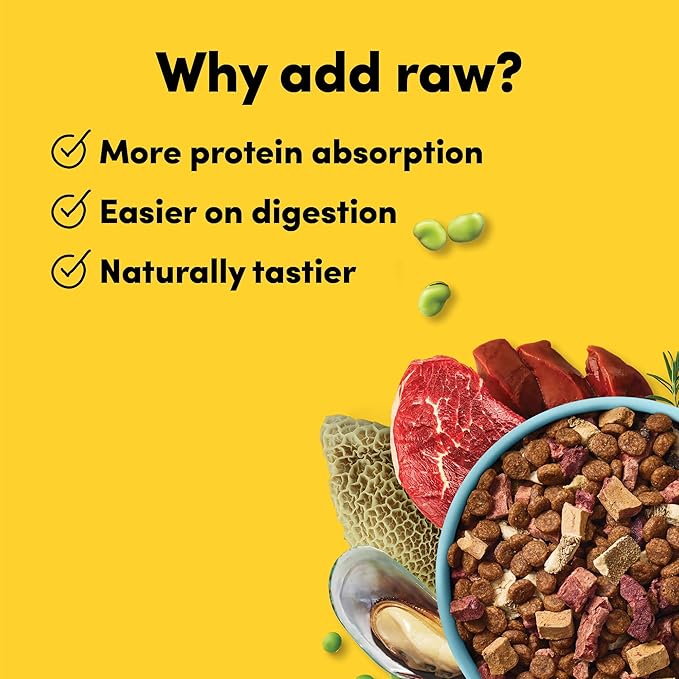 RawMix33 Premium Freeze-Dried Raw Grass-Fed Beef Recipe Dog Food, Protein Rich, Includes Kibble, Non-GMO, No Wheat or Corn, 2.2 lbs