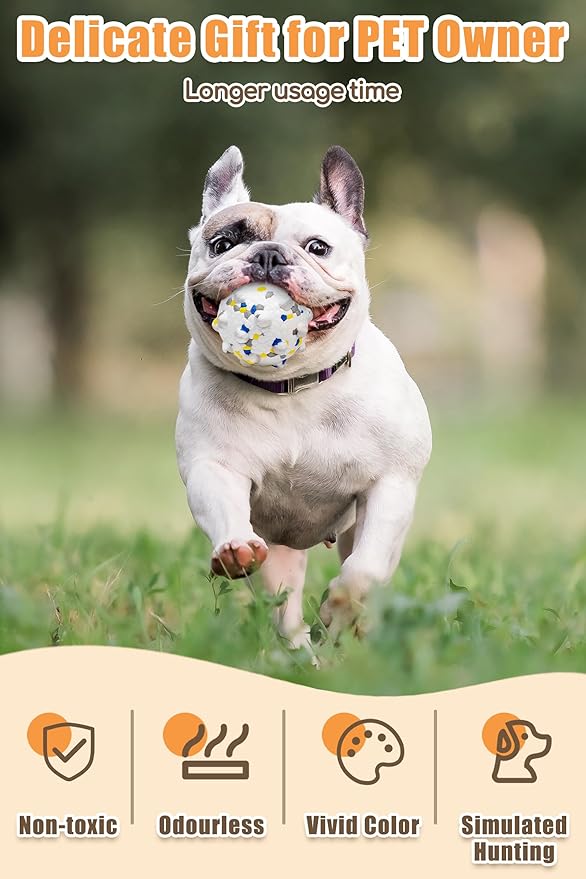 Dog Balls for Aggressive Chewers,Indestructible Tennis Balls for Dogs, Durable Bouncy Dog Toy Balls, Interactive Dog Toys for Fetch Game, Lightweight Floating Balls (White Small)