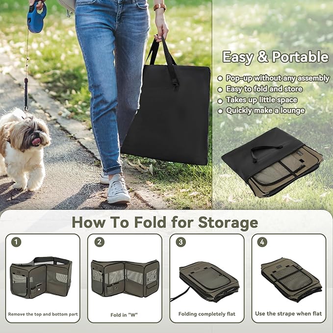PETSFIT Dog Pen Indoor, Anti-Leakage Bottom, Foldable, Collapsible Dog Playpen Indoor/Outdoor for Cats