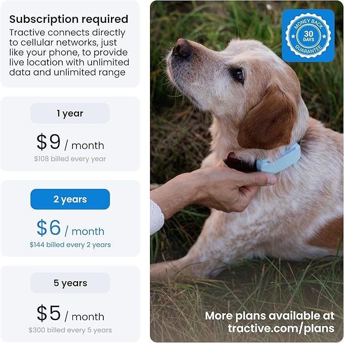 Tractive GPS Dog Tracker (2025 Release) | Real-time Pet Location Tracker | Health & Wellness Alerts | Virtual Fence for Dogs | Bark Monitoring | Dog Collar Attachment (Mint)