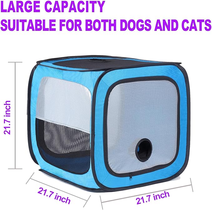 Pet Dog Cat Drying Box Waterproof Anti-Hair Flying Portable Cat Cage Kennel Portable Foldable Cat Drying Room Pet Dry Room Pet Hair Dryer Clean Grooming House Dryer Cage for Cats/Dogs.(Blue)