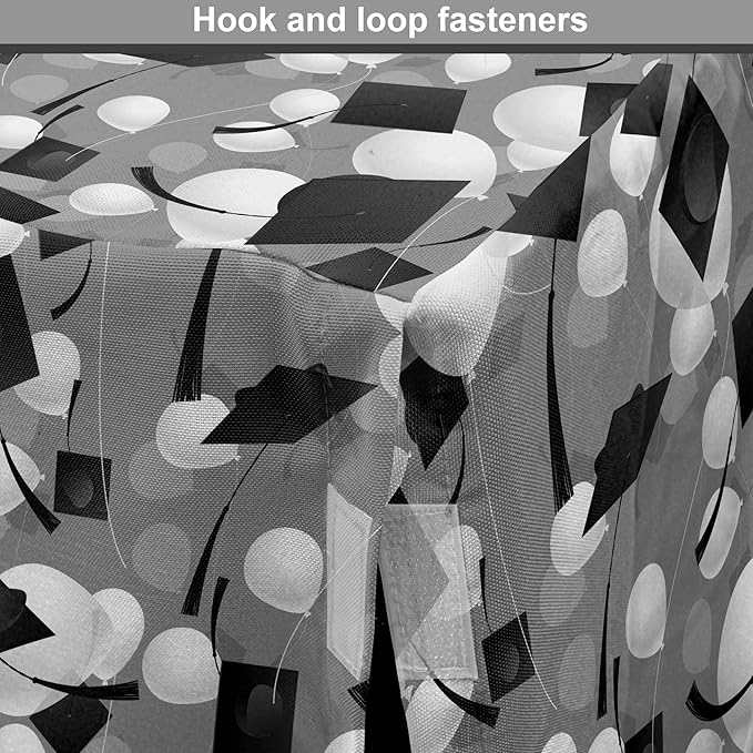 Lunarable Graduation Dog Crate Cover, Clutter of Mortarboard and Balloons in Greyscale Tones, Easy to Use Pet Kennel Cover for Small Dogs Puppies Kittens, 22 Inch, Charcoal Grey Dimgray