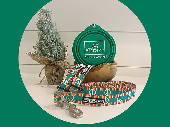 Lucky Love Dog Collar, Collars for Small Dogs, Peace Sign Dog Collar, Easy On & Off Clasp Accessory, Peace On Earth, Small