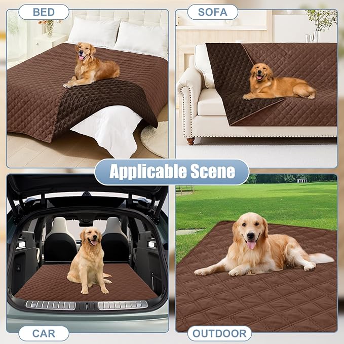 Smiry Waterproof Dog Blanket, Reversible Dog Bed Cover Pet Blanket, Soft Couch Cover for Dogs Washable, Bed Couch Sofa Furniture Protector for Puppy Cat Kids (30"x53", Brown/Chocolate)
