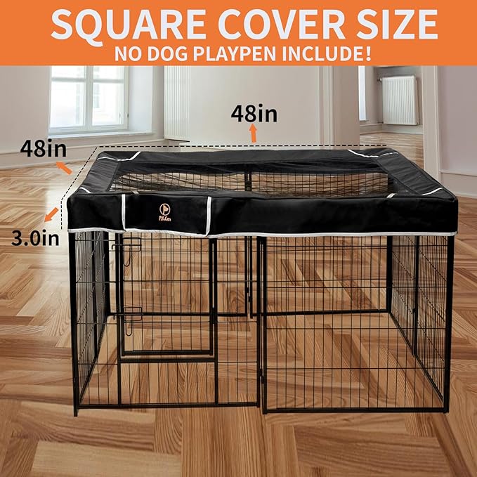 PJYuCien Square Top Cover - Fits 8 Panels 24 Inch Width Metal Dog Fence Dog Playpen (Note: Only PlayPen Top Cover, NO PLAYPEN!!!)…