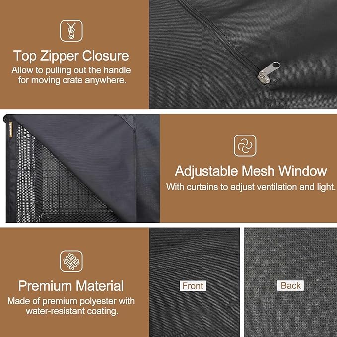 HiCaptain 24 Inch Dog Crate Cover, Black Breathable Pet Kennel Covers Fit for 1 2 Doors Standard Wire Crate (Black 24 inches)