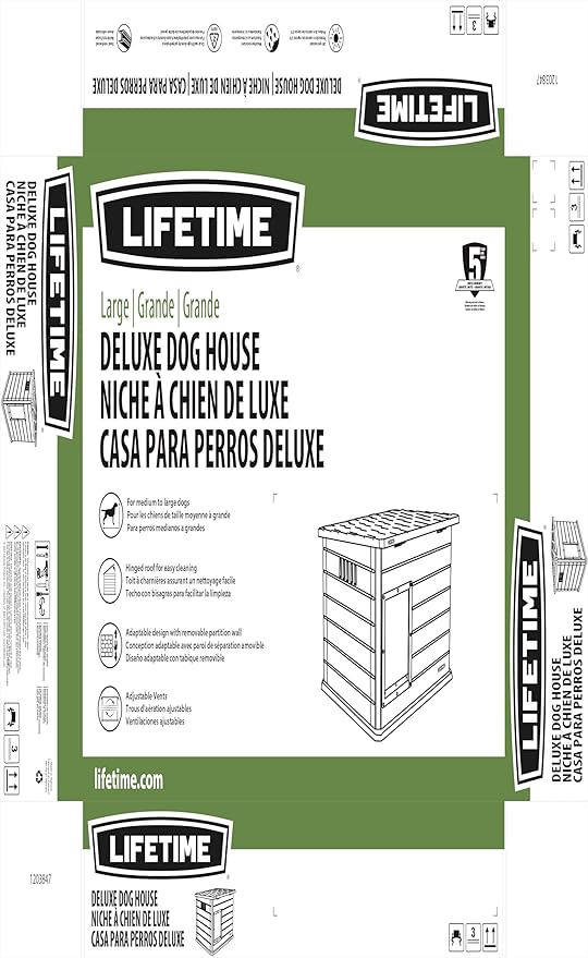 Lifetime Deluxe Dog House, Weather Protected with Adjustable Vents, Ideal Shelter for Medium to Large Dogs