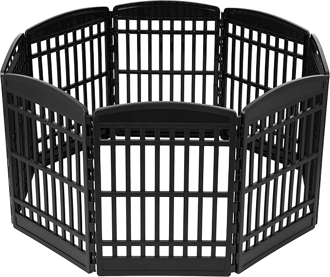 IRIS USA 34" 8-Panel Dog Playpen, 63 x 63 x 35, Puppy Fence, Puppy Playpen, Dog Play Pen Indoors, Pet Fence, Medium Pets, Black