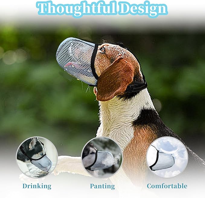 Dog Muzzle, Breathable Soft Muzzle for Extra Small Dogs to Anti & Prevent Barking Biting Chewing, Reflective & Adjustable Basket Muzzle with Air Mesh for Dachshund Blue XS