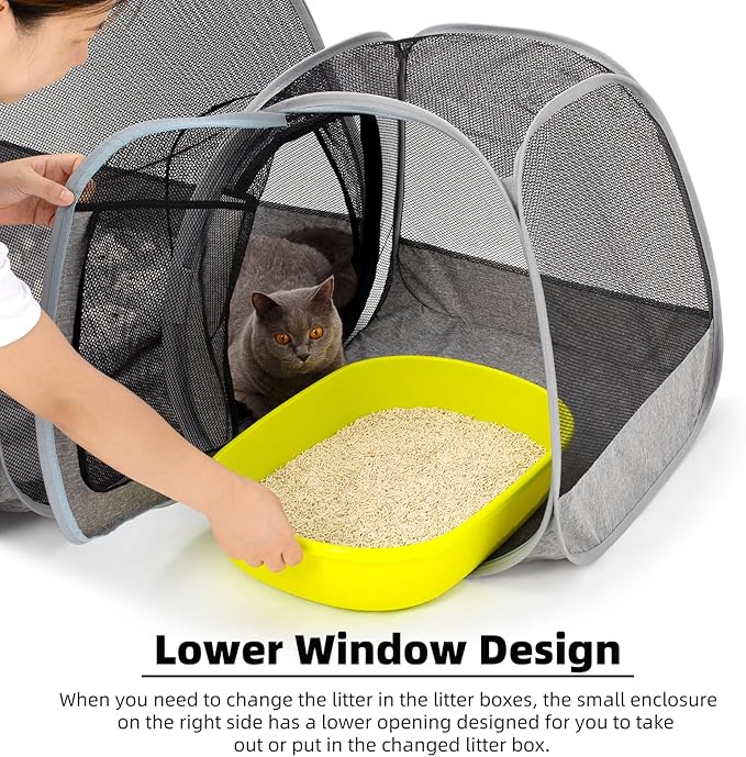 Tenrai Portable Cat Playpen, Trapezoidal Design for Better Standing, Foldable Pet Tent for Outdoor and Indoor Use of Puppy and Kitten, Dog Play Enclosure, Cat Condos & Houses