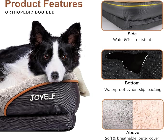 JOYELF X-Large Memory Foam Dog Bed, Orthopedic Dog Bed & Sofa with Removable Washable Cover Dog Sleeper for Large Dogs
