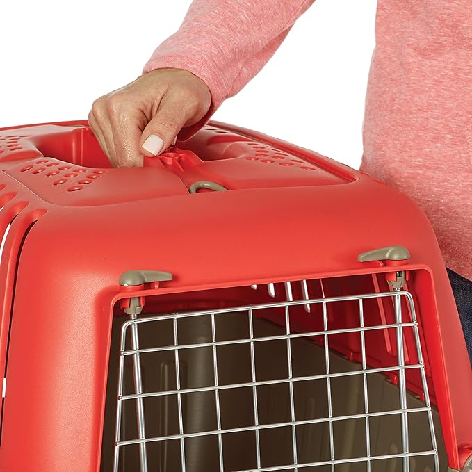 MidWest Homes for Pets Spree Travel Pet Carrier, Dog Carrier Features Easy Assembly and Not The Tedious Nut & Bolt Assembly of Competitors, Red, 24-Inch Small Dog Breeds (1424SPR) (Pack of 1)