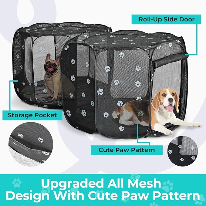 2-in-1 Cat Playpen, 72''Pop Up Dog Pet Playpen for Indoor Outdoor Cats Enclosed, Portable Pet Playpen, Kitten Puppy Foldable Play Pen Cat Dog Tent Crate Cage Kennel(No Divider, Unified Space)