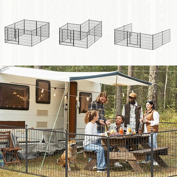 Dog Playpen 32 inch 2 Panels Indoor Dog Pen for Medium/Small Dogs Heavy Duty Metal Dog Fence Outdoor for Yard, Puppy Playpen with Door Portable Pet Fence for RV Camping Yard