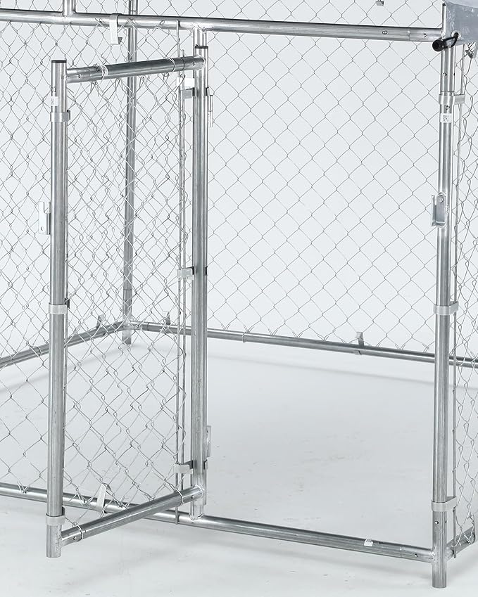 Large Outdoor Dog Kennel, 6.6 ×6.6×5.6FT Dog House Pet Pens, Dog Enclosure with UV-Resistant Waterproof Roof Cover, Outside Dog Kennel with Cover and Safe Lock for Yard