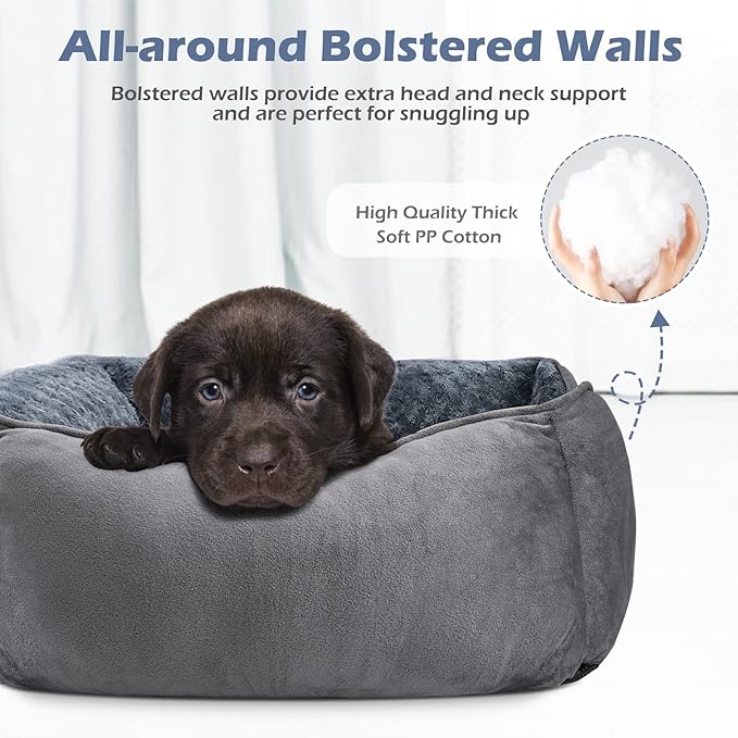 INVENHO X-Large Dog Bed for Large Medium Small Dogs, Rectangle Washable Dog Bed, Orthopedic Dog Bed, Soft Calming Sleeping Puppy Bed Durable Pet Cuddler with Anti-Slip Bottom XL(35"x25"x10")