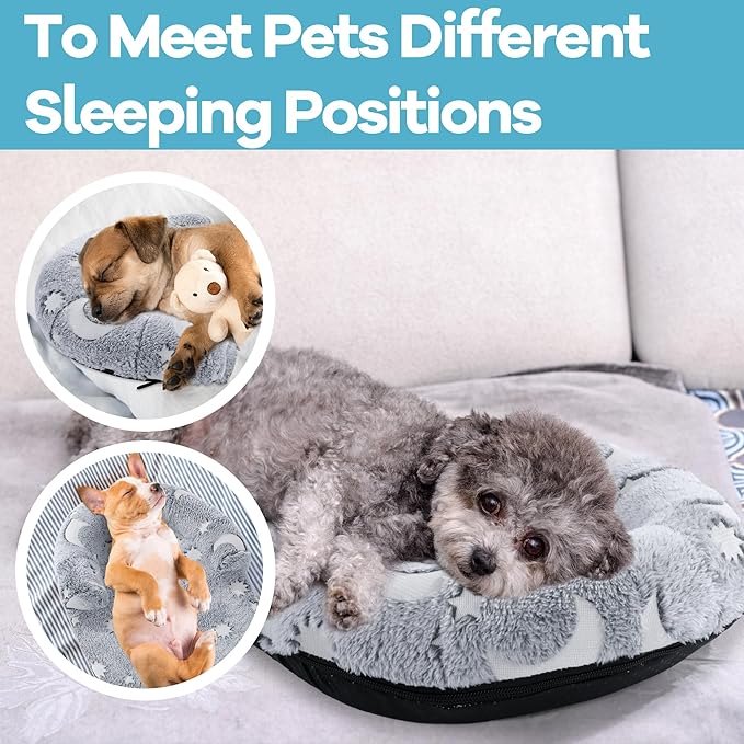 MABOZOO Dog Bolster Pillow, Glow in The Dark Dog Calming Pillow Dog Neck Pillow with Washable Cover, Dog Bed Pillow Pet Pillow for Large, Medium Dog & Cat (20 * 13 in)