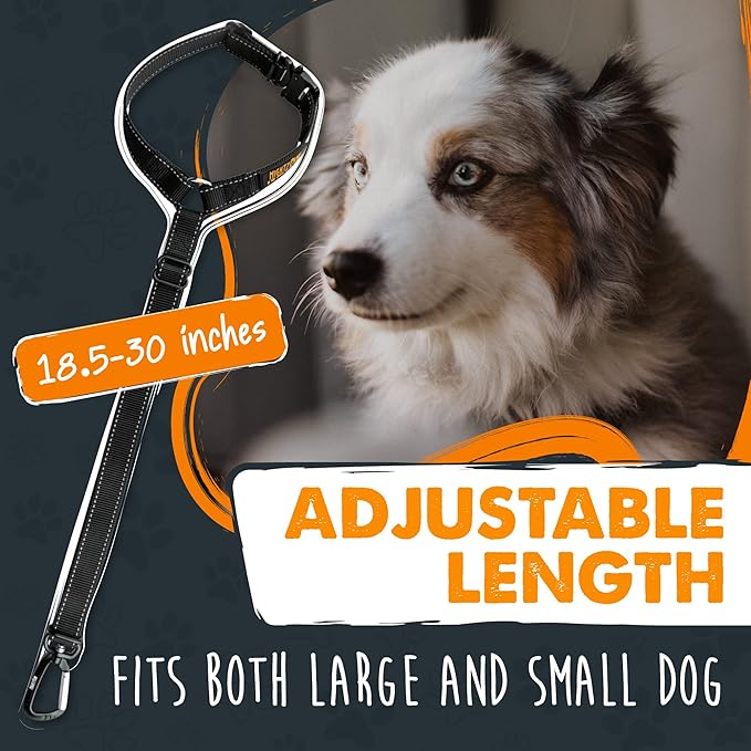 Mighty Paw Dog Seat Belt - Adjustable Length Fits Both Large and Small Dogs - Universal Design - Fits All Car Headrest - Reinforced Tactical Buckle - Strong and Easy to Use - Lightweight and Strong