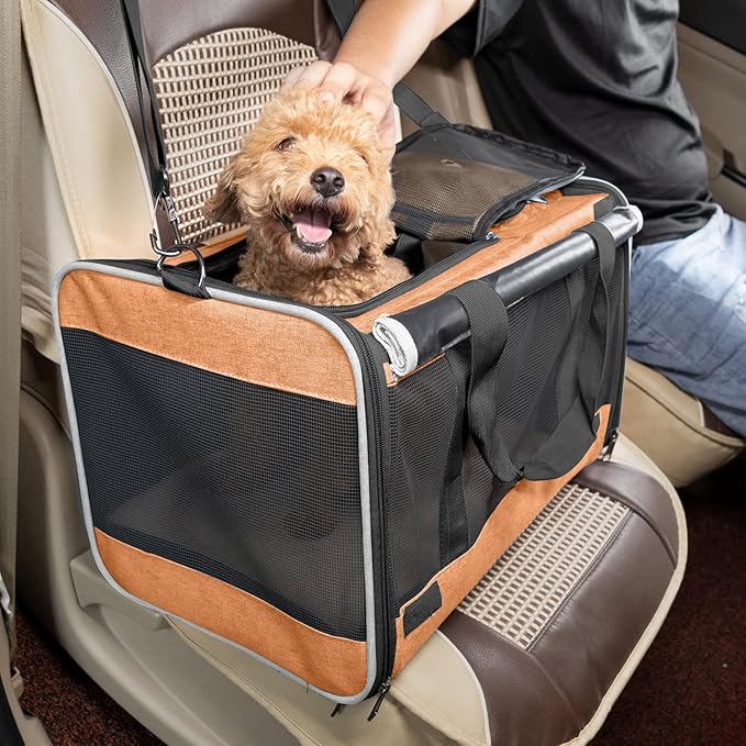 Dog Carry Bag for Puppy Pet Soft-Shell Portable Kennel Crate for 0-15 lbs Foldable Pomeranian Travel Cage Tea Cup Yorkie Carrier Purse Indoor Carrying Case Dog Supply Melon Tiny Dog Melon