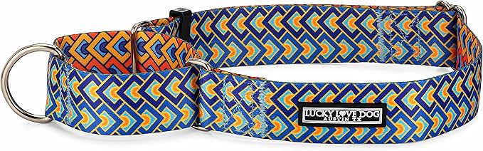 Lucky Love Dog Wide Dog Collar - Adjustable, Durable, Soft Webbing, & Comfortable 1.5 inch Wide Collar for Dogs Male and Female - in Murphy Pattern with Strong Buckle, Large Size