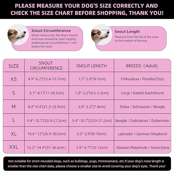 Pink Dog Muzzle, Breathable Soft Muzzle for Large Dogs to Anti & Prevent Barking Biting Chewing, Reflective & Adjustable Basket Muzzle with Air Mesh for Doberman Pink XL