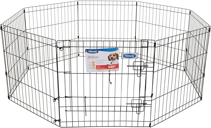 Petmate 36-Inch by 24-Inch 8 Panels Exercise Pen with Step Through Door, Black