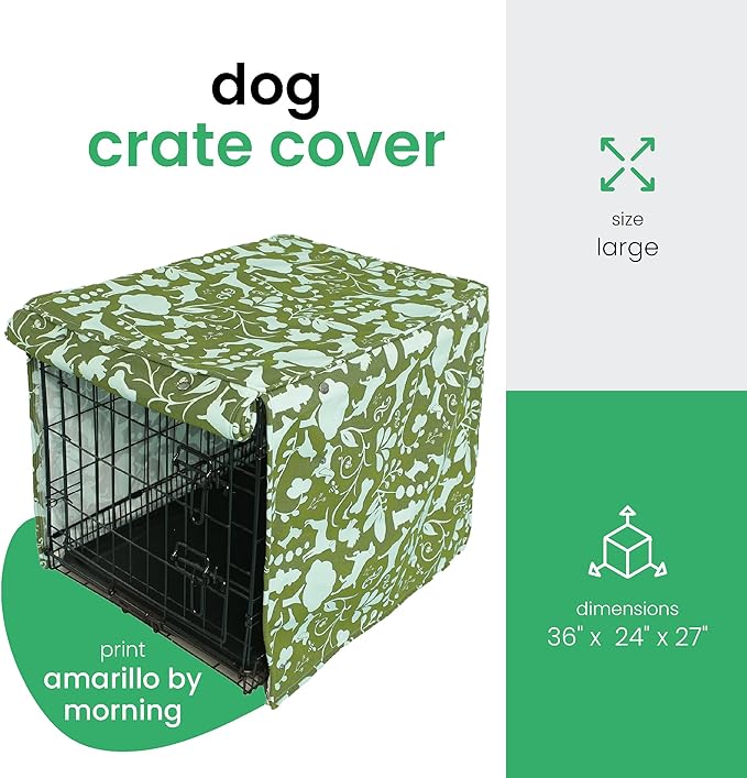 Amarillo by Morning 36-inch Dog Crate Cover, Molly Mutt Large Kennel Cover Measures 36" x 24’" x 27",, Two Panel Doors Roll Up, Made from Machine-Washable 100% Cotton Durable, Breathable & Pre-shrunk
