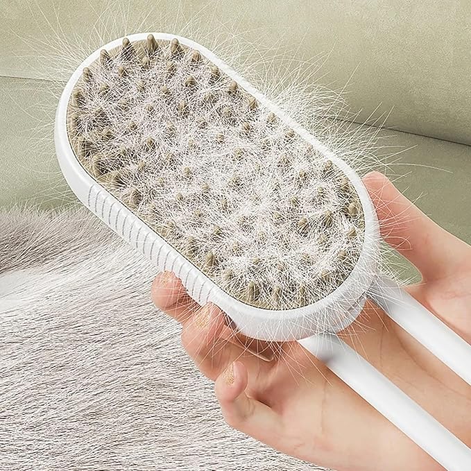 3 in 1 Cat Steam Brush for Shedding, Portable Anti-Static Grooming Comb for Cats & Dogs, Steam Misting Water Brush, Self-Cleaning Pet Hair Remover, Indoor Cat Spray Brushes for Cats & Dogs