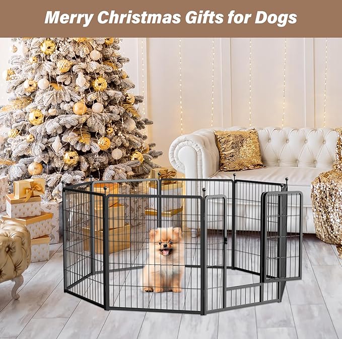 HealSmart Dog Playpen Indoor, Puppy Playpen Indoor for Yard, Camping, 24" Height 16 Panels Heavy Duty Dog Pen for Puppies/Small Dogs, Black