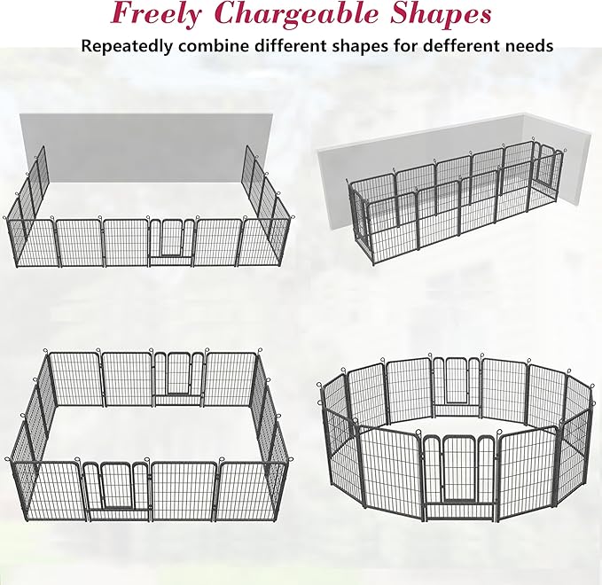 Dog Playpen, 40 inch Height 24 Panels Heavy Duty Dog Fence Pet Playpen with Door, Anti-Rust Dog Exercise Pen with Lock, Portable Pet Fence Outdoor for Yard RV Camping