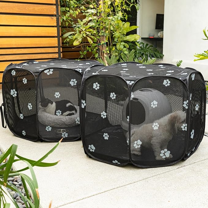 2-in-1 Cat Playpen, 72''Pop Up Dog Pet Playpen for Indoor Outdoor Cats Enclosed, Portable Pet Playpen, Kitten Puppy Foldable Play Pen Cat Dog Tent Crate Cage Kennel(No Divider, Unified Space)