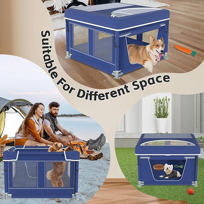 42x42x26 Inches Dog Playpens,Puppy Playpen with Cover for Puppies or Small Dogs, Play Pen Indoors, Dog Fence Pet Playpen for Indoor & Outdoor, Whelping Box for Dogs and Puppies