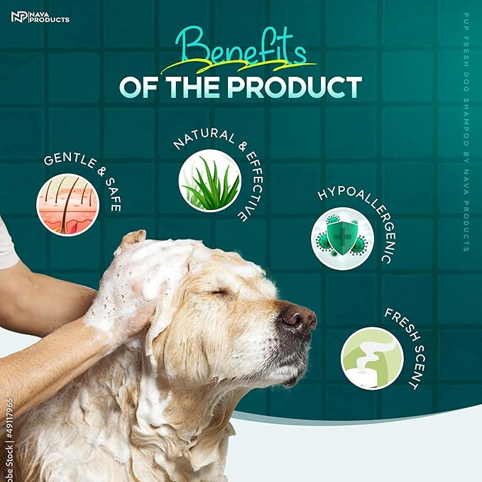 NP NAVA PRODUCTS Dog Shampoo with Oatmeal & Aloe Vera, Hypoallergenic Dog Shampoo for Smelly Dry Coat Itching Relief, Deshedding Puppy Shampoo Refreshing Gentle Pet Care for Sensitive Skin, 16.91 oz