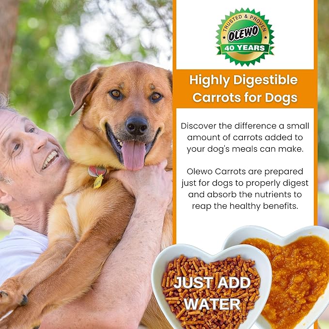 Olewo Original Carrots for Dogs – Fiber for Perfect Poop, Dog Food Toppers for Picky Eaters, Natural Skin & Coat Support, Multivitamin, Probiotics for Digestive and Gut Health, 5.5 lbs