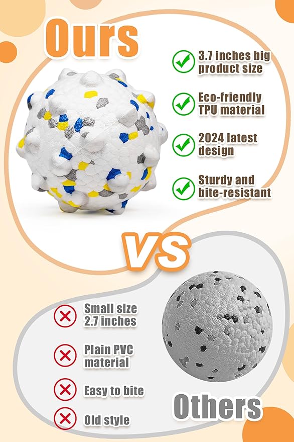 Dog Balls for Aggressive Chewers,Indestructible Tennis Balls for Dogs, Durable Bouncy Dog Toy Balls, Interactive Dog Toys for Fetch Game, Lightweight Floating Balls (White Small)