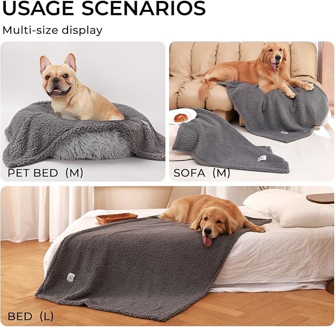 Luciphia Premium Fleece Dog Puppy Blanket Soft Pet Sherpa Calming Cat Blanket Throw for Small Medium Dog Cat(Grey,57x40 inches)