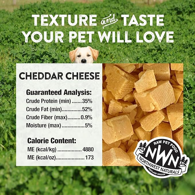 Northwest Naturals Raw Rewards Freeze-Dried Cheddar Cheese Treats for Dogs and Cats - Bite-Sized Pieces - Healthy, 1 Ingredient, Human Grade Pet Food, All Natural - 6 Oz