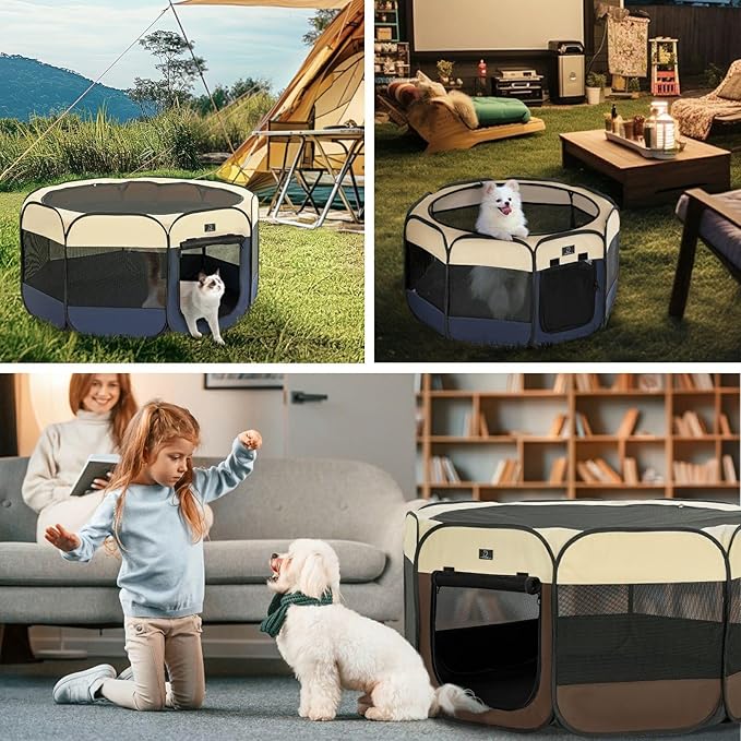 A4Pet Portable Pet Playpen for Small Dogs, 27" Small Dog Playpen for Puppy/Cats/Rabbit/Chick, Cat Playpen Indoor with Easy Cleaning Bottom & Removable Zipper